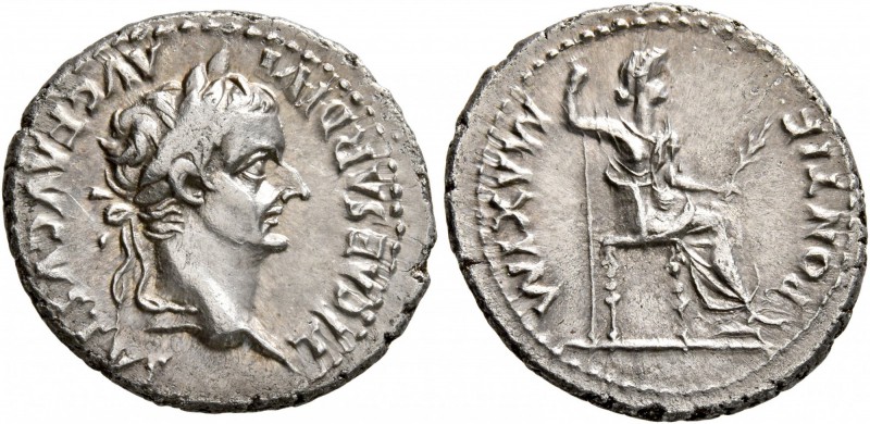 Tiberius, 14-37. Denarius (Silver, 20 mm, 3.67 g, 11 h), Lugdunum. TI CAESAR DIV...