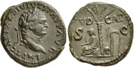 Titus, 79-81. Semis (Orichalcum, 19 mm, 5.31 g, 6 h), uncertain mint (in Thrace?), 80-81. IMP T CAESAR DIVI VESPAS F AVG Laureate head of Titus to rig...