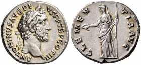 Antoninus Pius, 138-161. Denarius (Silver, 17 mm, 3.70 g, 6 h), Rome, 140-143. ANTONINVS AVG PIVS P P TR P COS III Laureate head of Antoninus Pius to ...