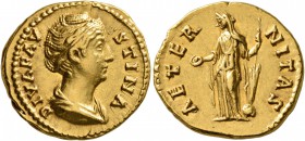 Diva Faustina Senior, died 140/1. Aureus (Gold, 19 mm, 7.17 g, 6 h), Rome, after 141. DIVA FAVSTINA Draped bust of Diva Faustina to right. Rev. AETERN...
