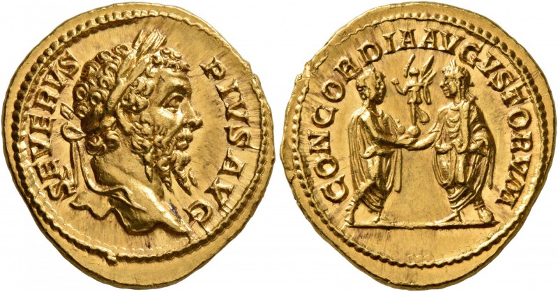 Septimius Severus, 193-211. Aureus (Gold, 21 mm, 7.27 g, 12 h), Rome, 209. SEVER...