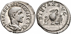 Maximus, Caesar, 235/6-238. Denarius (Silver, 20 mm, 3.10 g, 5 h), Rome, 235-236. IVL VERVS MAXIMVS CAES Bare-headed and draped bust of Maximus to rig...
