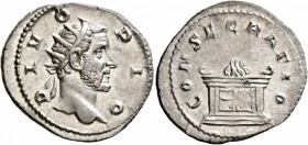 Trajan Decius, 249-251. Antoninianus (Silver, 22 mm, 3.71 g, 7 h), Rome, 251, commemorative issue for Divus Antoninus Pius (died 161). DIVO PIO Radiat...