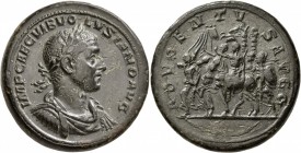 Volusian, 251-253. Medallion (Bimetallic, 37 mm, 51.37 g, 12 h), Rome, late 251-early 252. IMP CAE C VIB VOLVSIANO AVG Laureate, draped and cuirassed ...