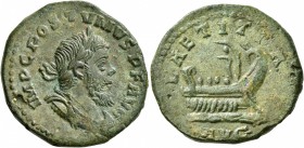 Postumus, Romano-Gallic Emperor, 260-269. Sestertius (Orichalcum, 28 mm, 14.69 g, 5 h), Cologne, 261. IMP C POSTVMVS P F AVG Laureate, draped and cuir...