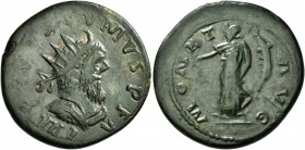 Postumus, Romano-Gallic Emperor, 260-269. 'Double Sestertius' (Orichalcum, 28 mm, 9.33 g, 3 h), a contemporary imitation from an irregular mint. IMP P...