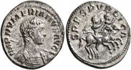Numerian, 283-284. Denarius (Silvered bronze, 19 mm, 2.87 g, 6 h), Lugdunum, spring-summer 283. IMP NVMERIANVS AVG Laureate and cuirassed bust of Nume...