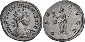 Numerian, 283-284. Antoninianus (Silvered bronze, 23 mm, 3.95 g, 7 h), Lugdunum, early 284. IMP C NVMERIANVS AVG Radiate and cuirassed bust of Numeria...