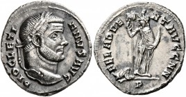 Diocletian, 284-305. Argenteus (Silver, 17 mm, 2.92 g, 12 h), Carthage, circa 296-298. DIOCLETI-ANVS AVG Laureate head of Diocletian to right. Rev. FE...