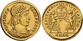 Constans, 337-350. Solidus (Gold, 21 mm, 4.47 g, 12 h), Aquileia, circa 340-350. FL IVL CONS-TANS P F AVG Rosette-diademed, draped and cuirassed bust ...