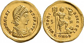 Arcadius, 383-408. Solidus (Gold, 20 mm, 4.41 g, 6 h), Sirmium, 402-408. D N ARCADI-VS P F AVG Pearl-diademed, draped and cuirassed bust of Arcadius t...