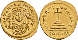 Tiberius II Constantine, 578-582. Solidus (Gold, 21 mm, 4.46 g, 6 h), Constantinopolis, 579. CONSTANT AЧG ЧIЧ FELIX Bust of Tiberius II Constantine fa...