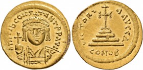 Tiberius II Constantine, 578-582. Solidus (Gold, 21 mm, 4.46 g, 7 h), Constantinopolis. δ m TIb CONSTANT P P AVG Draped and cuirassed bust of Tiberius...
