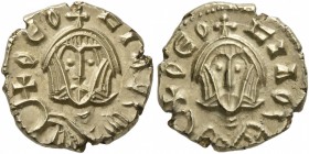 Theophilus, 829-842. Semissis (Electrum, 12 mm, 1.72 g, 6 h), Syracuse. ΘЄOΕΙΛOS Crowned and draped bust of Theophilus facing, holding globus cruciger...