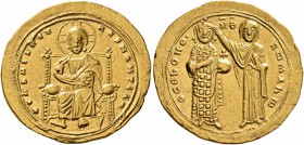 Romanus III Argyrus, 1028-1034. Histamenon (Gold, 24 mm, 4.43 g, 7 h), Constantinopolis. + IҺS XIS RЄX RЄGNANTIҺm Christ Pantokrator seated facing on ...
