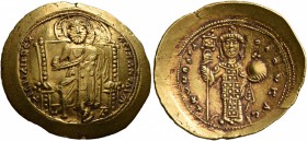 Constantine X Ducas, 1059-1067. Histamenon (Gold, 25 mm, 4.40 g, 6 h), Constantinopolis. +IҺS IXS REX REGNANTҺIm Christ, nimbate, seated facing on str...