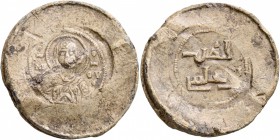 SEALS, Byzantine. Seal (Lead, 30 mm, 19.75 g, 12 h), circa 10th-11th century. MHP - ΘY Nimbate bust of the Virgin orans. Rev. لضرب / الاندلس ('li-darb...