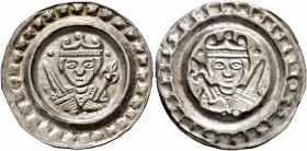 GERMANY. Ulm (K&#246;nigliche M&#252;nzst&#228;tte). Konrad IV , 1250-1254. Bracteat (Silver, 22 mm, 0.45 g). Draped and crowned half-length bust of C...