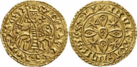PORTUGAL, Kingdom. Sancho I o Povoador (the Populator) , 1185-1211. Morabitino (180 Dinheiros) (Gold, 29 mm, 3.92 g, 6 h), Coimbra. +SANCIVS REX PORTV...