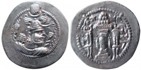 SASANIAN KINGS, Peroz, Third crown, (457/9-484 AD). AR Drachm. "KR" mint.