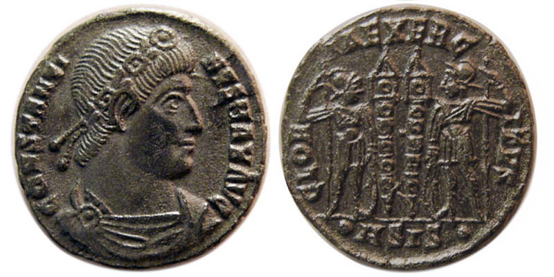 ROMAN EMPIRE. Constantine II, as Caesar, AD. 317-337. Æ Nummus (2.30 gm; 17 mm)....