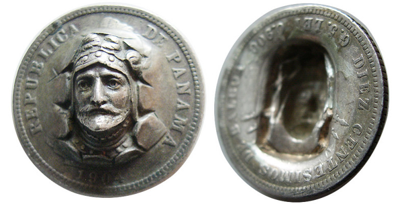 REPUBLIC De PANAMA, Punched Out 25 Cents (4.89 gm; 24 mm). Excellent condition. ...