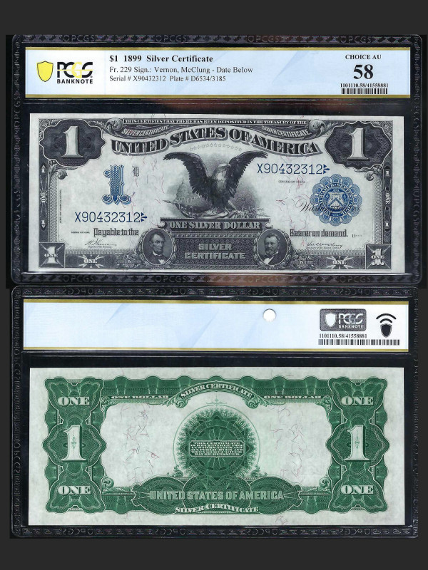 UNITED STATES. 1899 Silver Certificate $ 1 Note. FR # 229. Signature: Vernon, Mc...