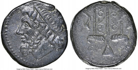 SICILY. Syracuse. Hieron II (ca. 275-215 BC). AE litra (19mm, 10h). NGC Choice XF. Head of Poseidon left, wearing taenia / ΙΕΡΩ-ΝΟΣ, trident head, dol...