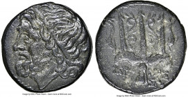 SICILY. Syracuse. Hieron II (ca. 275-215 BC). AE litra (19mm, 9h). NGC Choice XF. Head of Poseidon left, wearing taenia / ΙΕΡΩ-ΝΟΣ / ΣΩ, trident head,...
