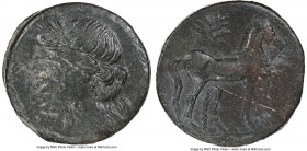ZEUGITANA. Carthage. Ca. 221-210 BC. AE trishekel (29mm, 12h). NGC Choice VF, scratch. Second Punic War, ca. 220-215 BC. Head of Tanit left, wreathed ...