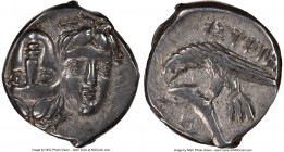 MOESIA. Istrus. Ca. 4th century BC. AR drachm (17mm, 5.81 gm, 2h). NGC Choice XF 5/5 - 4/5. Two male heads facing, the left inverted / IΣTPIH, sea eag...