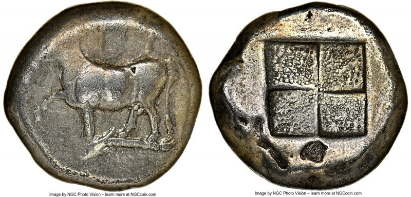 THRACE. Byzantium. Ca. 387-339 BC. AR tetradrachm (22mm). NGC VF flan flaws. Chi...