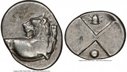 THRACE. Chersonesus. Ca. 4th century BC. AR hemidrachm (15mm). NGC XF. Persic standard, ca. 480-350 BC. Forepart of lion right, head reverted / Quadri...