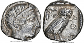 ATTICA. Athens. Ca. 440-404 BC. AR tetradrachm (23mm, 17.14 gm, 9h). NGC Choice AU 5/5 - 3/5. Mid-mass coinage issue. Head of Athena right, wearing ea...