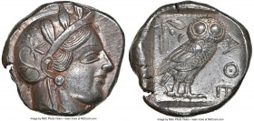 ATTICA. Athens. Ca. 440-404 BC. AR tetradrachm (24mm, 17.20 gm, 7h). NGC AU 5/5 - 4/5. Mid-mass coinage issue. Head of Athena right, wearing earring, ...