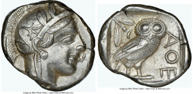 ATTICA. Athens. Ca. 440-404 BC. AR tetradrachm (25mm, 17.16 gm, 12h). NGC Choice XF 5/5 - 5/5. Mid-mass coinage issue. Head of Athena right, wearing e...