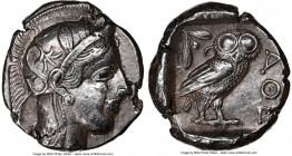 ATTICA. Athens. Ca. 440-404 BC. AR tetradrachm (25mm, 17.16 gm, 1h). NGC Choice XF 5/5 - 4/5, Full Crest. Mid-mass coinage issue. Head of Athena right...