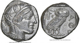 ATTICA. Athens. Ca. 440-404 BC. AR tetradrachm (23mm, 17.14 gm, 10h). NGC Choice XF 5/5 - 4/5. Mid-mass coinage issue. Head of Athena right, wearing e...