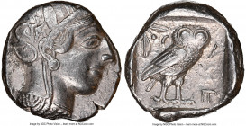 ATTICA. Athens. Ca. 440-404 BC. AR tetradrachm (23mm, 17.16 gm, 12h). NGC XF 3/5 - 4/5. Mid-mass coinage issue. Head of Athena right, wearing earring,...