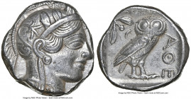 ATTICA. Athens. Ca. 440-404 BC. AR tetradrachm (24mm, 17.13 gm, 4h). NGC Choice VF 5/5 - 4/5. Mid-mass coinage issue. Head of Athena right, wearing ea...