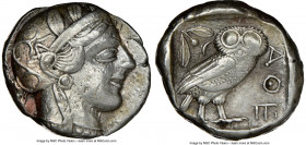 ATTICA. Athens. Ca. 440-404 BC. AR tetradrachm (23mm, 17.20 gm, 3h). NGC Choice VF 5/5 - 3/5. Mid-mass coinage issue. Head of Athena right, wearing ea...