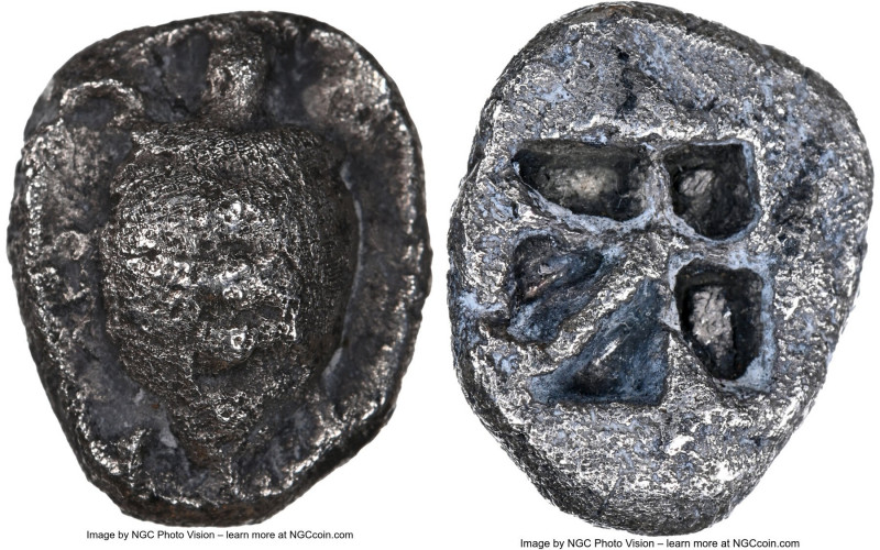 SARONIC ISLANDS. Aegina. Ca. 525-480 BC. AR hemidrachm (12mm). NGC VF. Turtle wi...