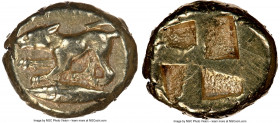 MYSIA. Cyzicus. Ca. 500-450 BC. EL sixth-stater or hecte (11mm, 2.67 gm). NGC XF 5/5 - 3/5, brushed. Wolf or hound crouching left, right forepaw sligh...