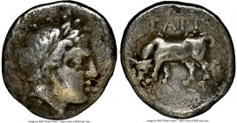TROAS. Gargara. Ca. 4th century BC. AR drachm (10mm, 12h). NGC VF. Laureate head of Apollo right / ΓAΡΓ, bull grazing left. SNG Ashmolean 1131. SNG vo...
