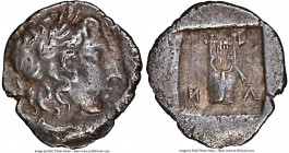 LYCIAN LEAGUE. Masicytes. Ca. 48-20 BC. AR hemidrachm (15mm, 12h). NGC Choice VF. Series 1. Laureate head of Apollo right; Λ-Y below / M-A, cithara (l...