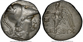 PAMPHYLIA. Side. Ca. 3rd-2nd centuries BC. AR tetradrachm (26mm, 12h). NGC Choice XF. Cleyx, magistrate. Head of Athena right, wearing triple-crested ...