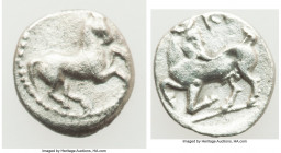 CILICIA. Celenderis. Ca. late 5th-early 4th centuries BC. AR obol (10mm, 0.64 gm, 11h). VF. Horse prancing right within beaded circle / KE, goat kneel...