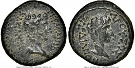 LYDIA. Sardes. Germanicus (15 BC-AD 19) with Drusus Caesar. AE hemiassarion (16mm, 12h). NGC XF, light smoothing. Ca. AD 17-19. ΓΕΡΜΑΝΙΚΟΣ-ΚΑΙΣΑΡΕΩΝ, ...