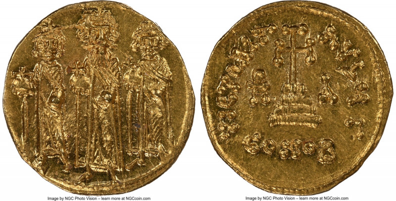 Heraclius (AD 610-641), with Heraclius Constantine and Heraclonas. AV solidus (1...