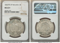 Republic Boliviano 1865 PTS-FP MS63+ NGC, Potosi mint, KM152.1. Choice Lustrous and untoned. 

HID09801242017

© 2022 Heritage Auctions | All Righ...